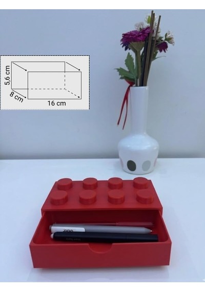 Yapı Oyuncak Tasarımlı Mini Çekmece - Küçük Boy 4x2 Masaüstü Düzenleyici Çok Renkli