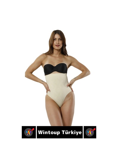 Özel Üretim İz İç Göstermez Kaymaz Sıkılaştırıcı Toparlayıcı Yüksek Bel String Korse Bej