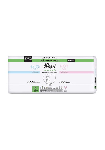 4 Adet Sleepy Natural Double Soft X Large Çocuk Bezi 40'lı Diğer