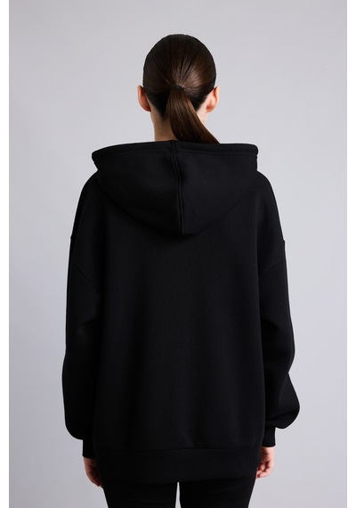 Defacto Oversıze Kapüşonlu Kalın Sweatshirt Kumaşı Hırka I2413ax26aubk81 Siyah-bk81