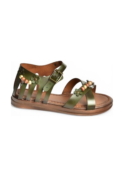 Fox Shoes Y390360203 Yeşil Hakiki Deri Kadın Sandalet