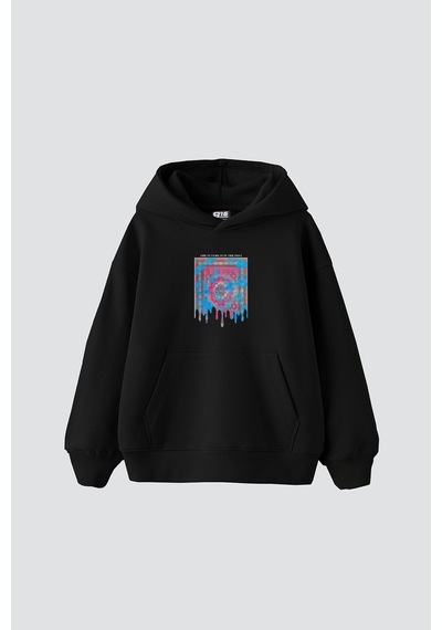 Tarzsokak Liquid Rug Baskılı Oversize Unisex Siyah