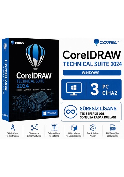 Corel Coreldraw Technical Suite 2024 Windows - 3 Pc Süresiz Dijital Kod