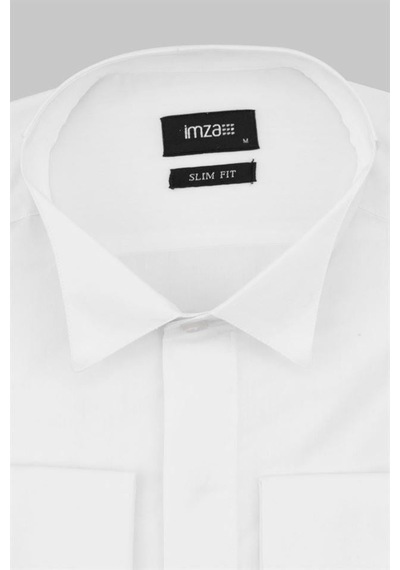 İmza Beyaz Uzun Kol Ata Yaka Slim Fit Dar Kesim Basic Gömlek 1004225060-beyaz Beyaz