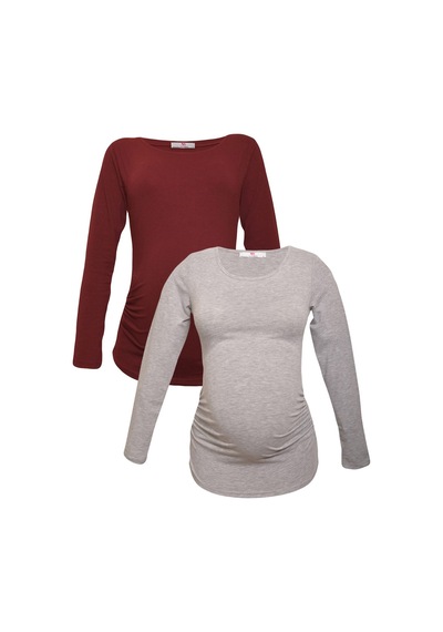 Luvmabelly Myra2303 2304 Hamile Tshirt Seti Bordo