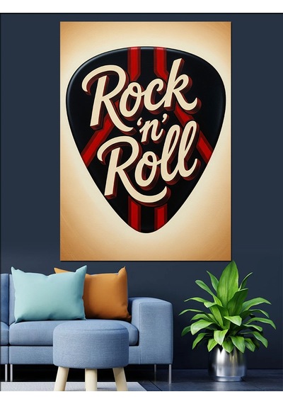 Ahşap Tablo Rock'n Roll Gitar Penası