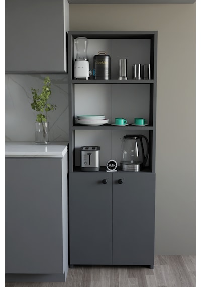 Kapaklı Çok Amaçlı Mutfak Dolabı 150x50x22 Cm - Raflı Erzak Dolabı Modern Depolama Ünitesi Antrasit Kapaklı Çok Amaçlı Mutfak Dolabı 150x50x22 Cm - Raflı Erzak Dolabı Modern Depolama Ünitesi Antrasit