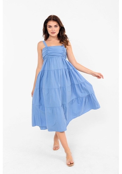 Pastelastore Askılı Pamuklu Poplin Yazlık Midi Elbise 2106