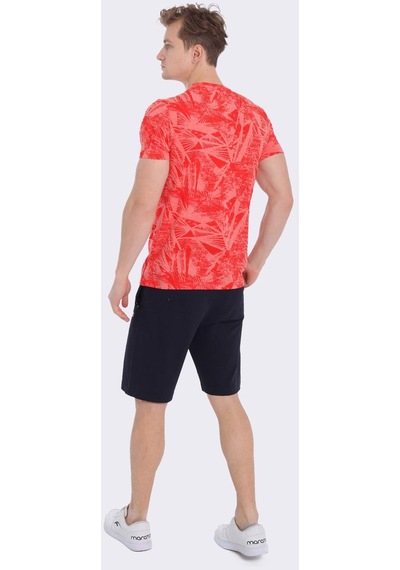 Maraton Sportswear Regular Erkek Bisiklet Yaka Kısa Kol Beach Kırmızı T-Shirt 20927-Kırmızı