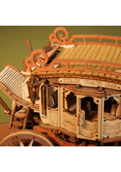 Rokr Amka1 Müzik Kutusu Stage Coach Music Box Dıy Mechanical 3d Wooden Puzzle Maket Model Seti 3d Model Kit Detaylı Dekoratif Hobi Seti Ahşap Maket Hareketli