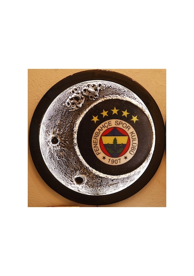 Ahşap Ay Tablosu 60 Cm Çap - Epoksi Korumalı, Gün Işığı Led Aydınlatmalı