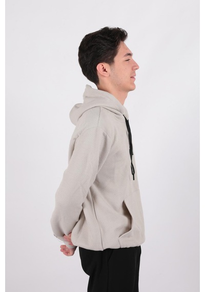 Five Pocket Fp24b2124 Erkek Kapşonlu Kanguru Cepli Sweatshirt Taş
