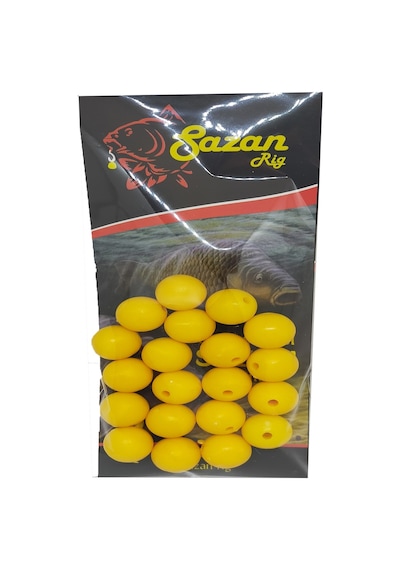 Sazan Rig Yüzen Sarı Yuvarlak Boncuk 14 Mm Dar Delik