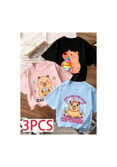 Stil-x Yeniz Sezon 3' Lü Takım Kız Çocuk Tshirt, Çok Renkli, %100 Pamuk Çok Renkli-1