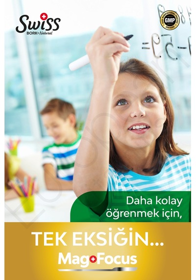 Swiss Bork Mag Focus 90 Kapsül Magnezyum L-treonato, Citicoline, Pqq, P5p Destekli Formül