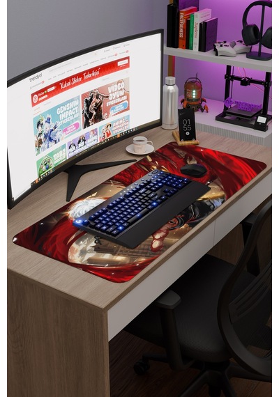 Tokyo Ghoul Anime V4 - 90x40 Xxl Gaming Kauçuk Kaymaz Taban Mouse Pad Fare Altlığı