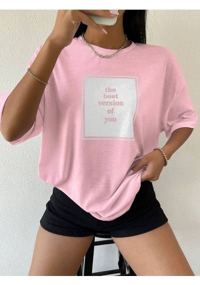 Flood Of Style Kaıdn Pembe The Best Baskılı Oversize