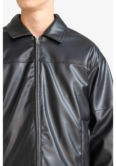 Defacto Relax Fit Rahat Kalıp Polo Yaka İç Cepli Mont F5011ax25wnbk27 Siyah