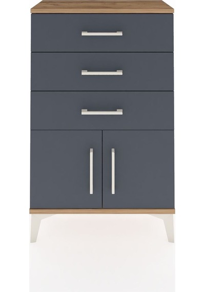 Arges Komodin 3 Çekmeceli 2 Kapaklı 60x30x96 Çam-antrasit Atlas Çam
