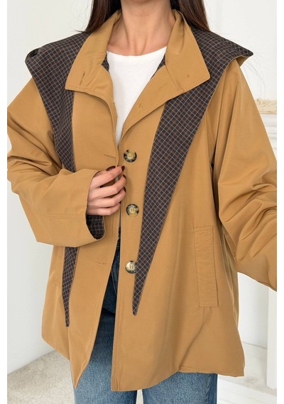 Alemdarshop Camel Kapşonlu Ceket
