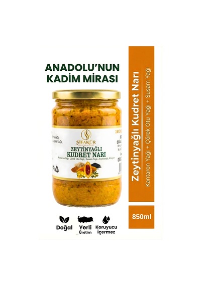 Şifakür Kudret Narı Püresi Zeytinyağlı Kantaron Çörek Otu Susam Yağlı Doğal Karışım 850ml