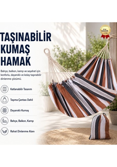 Taşınabilir Katlanabilir Kumaş Hamak Bahçe, Balkon, Kamp Ve Seyahat İçin Dayanıklı Dinlenme Hamak + Taşıma Çantası Diğer