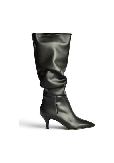 Fox Shoes Z965170409 Siyah İnce Topuklu Büzgülü Kadın Çizme