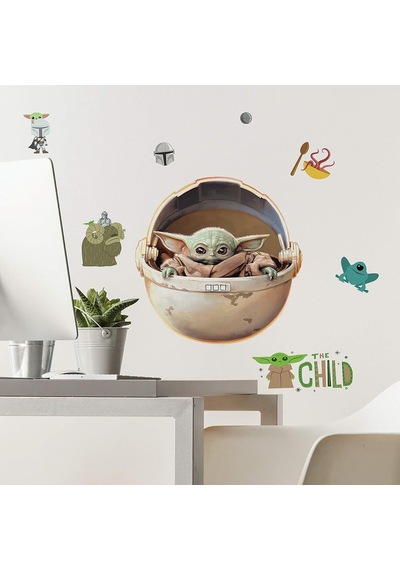 Rmk4655scs Duvar Çıkartması, Motif: Mandalorian The Child Boyanmış, Yapıştırılabilir, Yeşil/kahverengi/gri Diğer