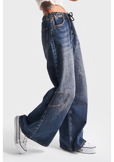 Itsbasic Kadın T.kot Rengi 2w48 Bağcıklı Palazzo Fit Beli Laslikli Denim Jean Kırmızı