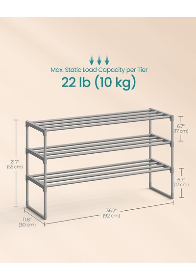 3 Katmanlı Ayakkabı Rafı, Ayakkabı Saklama Düzenleyici, Metal Saklama Rafı, 12 İle 15 Çift Ayakkabıya Uygun, 30,5 X 92 X 55 Cm, Gri Lsa303g01 Belirtilmemiş 3 Katmanlı Ayakkabı Rafı, Ayakkabı Saklama Düzenleyici, Metal Saklama Rafı, 12 İle 15 Çift Ayakkabıya Uygun, 30,5 X 92 X 55 Cm, Gri Lsa303g01 Belirtilmemiş