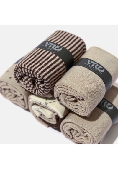 Erkek Bambu Bej Desenli Dikişsiz Premium 5 Çift Soket Çorap
