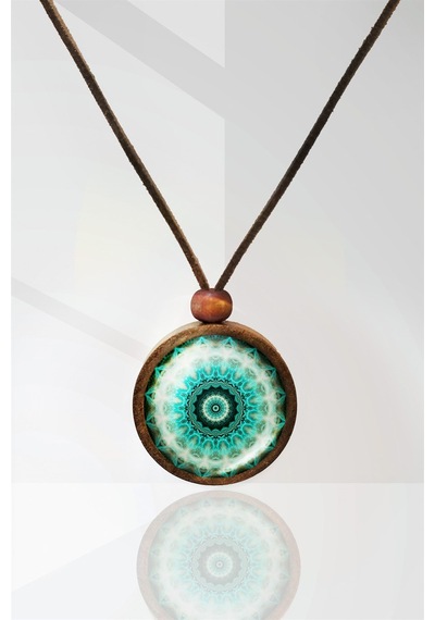 Mandala Ahşap Kolye N11.29034 Gümüş