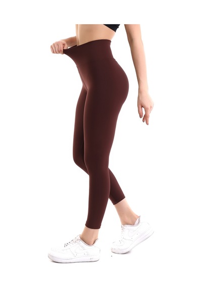 Winmoda34 Kadın Korse Tayt Push Up Yüksek Bel Geniş Kemer Kahve