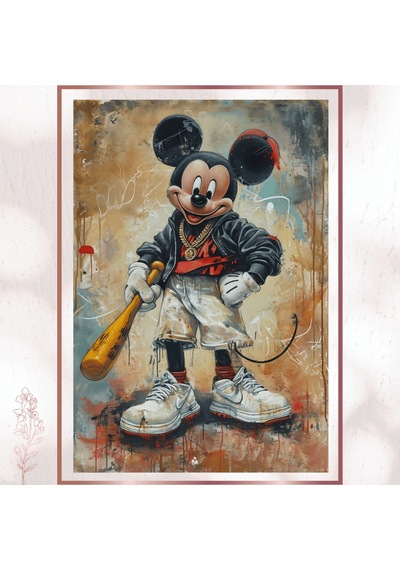 Hood Mickey - Sokak Tarzı Çizgi Karakter Pvc Tablo
