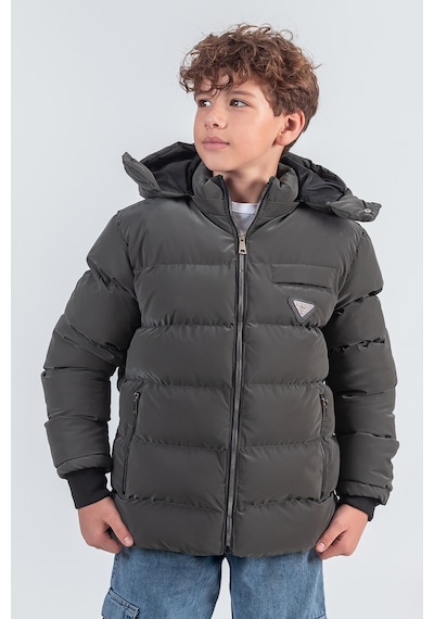 Pina Kids Nova Kumaş Kapüşonlu Erkek Çocuk Kışlık Mont Km2509 Füme