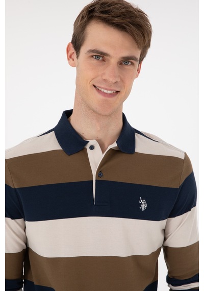U.S. Polo Assn. Erkek Regular Fit Polo Yaka Haki Sweatshirt 50293428-VR027