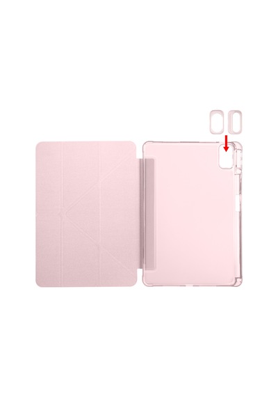 Huawei Matepad 11 İnç Uyumlu Standlı Uyku Modlu Kalemlikli Trifolding Fuchsia Tablet Kılıfı Kılıf