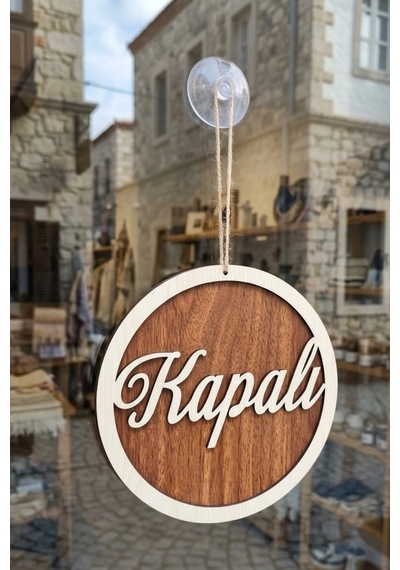Üç Katlı El Yazılı Modern Açık/kapalı Tabelası - Akçaağaç-beyaz