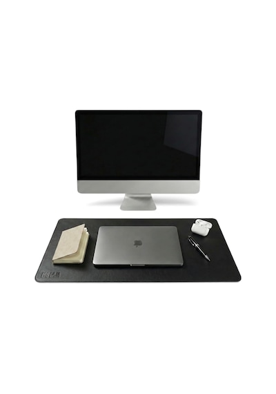 40x90 El Yapımı Deri Masa Pad - Premium Kaymaz Deri Mousepad Ve Klavye Altlığı - Sümen Masa Matı Siyah
