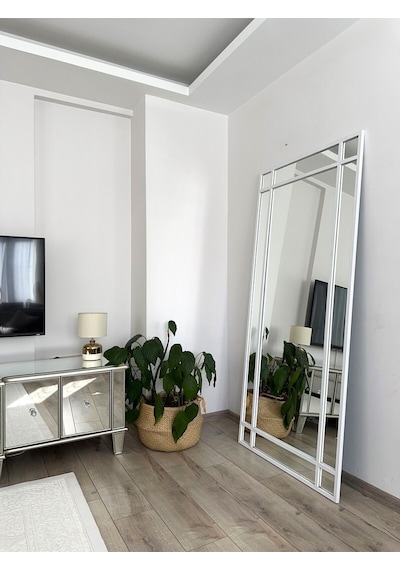 Effe 180x80 Cm Beyaz Metal Çerçeveli Dekor Ayna
