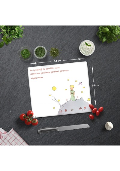 Decorita Cam Kesme Tahtası|Küçük Prens Desenli|29cm x 34cm