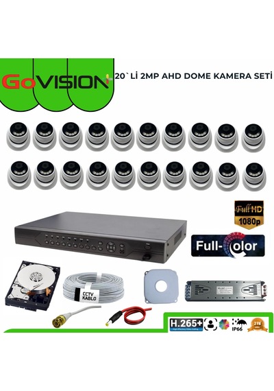 20 Li 2mp Full Color 3.6mm Lens 1080p Fullhd Warmled Ahd 32 Kanal Dome Set