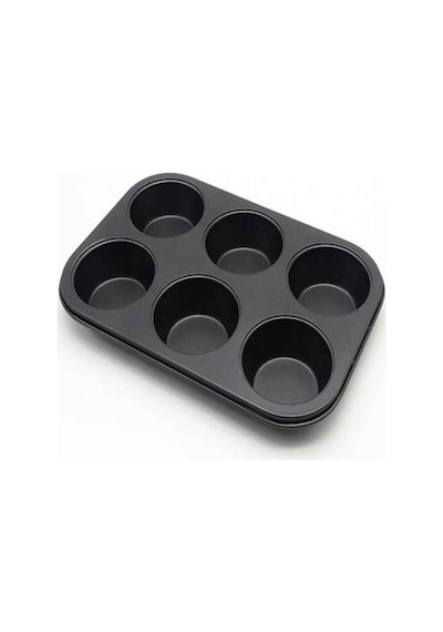 Yapışmaz Ve Pratik 6 Lı Muffin Kek Kalıbı İle Kolay Pişirme Metal Siyah Diğer