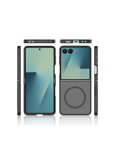 Galaxy Uyumlu Z Flip 7 Kılıf M-safe Şarj Özellikli Kamera Korumalı Zore Lunex Kapak Siyah