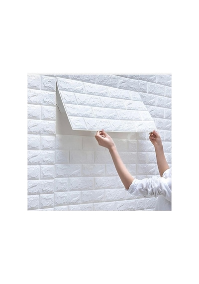 Ukab Dekor 70x38 Cm 0,27m² Silinebilir Beyaz Kendinden Yapışkanlı 3d Esnek Duvar Kağıdı Paneli Beyaz 70 X 77
