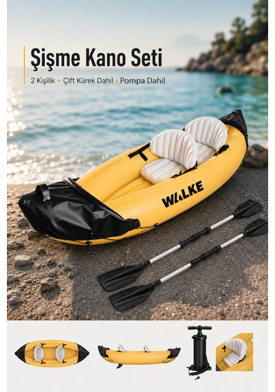 Walke Premium 2 Kişilik Pompa Kürek Dahil Şişme Kano 321 X 88 Cm 15101
