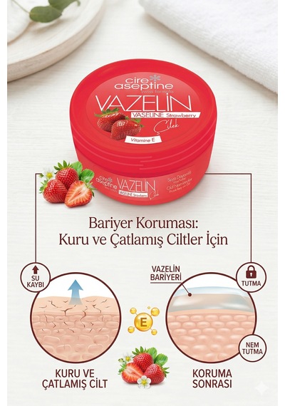 Cire Aseptine Vazelin Çilek 150 Ml 6 Adet
