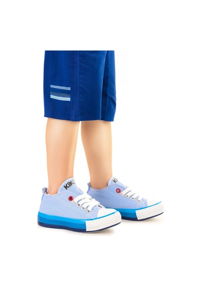 Kiko Kids Tinna Bağcıklı Erkek Bebek Keten Spor Ayakkabı Mavi