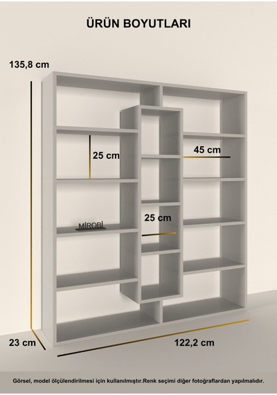 Kiola 14 Bölmeli Dekoratif Açık Tasarım Kitaplık Modern Kitap... Beyaz