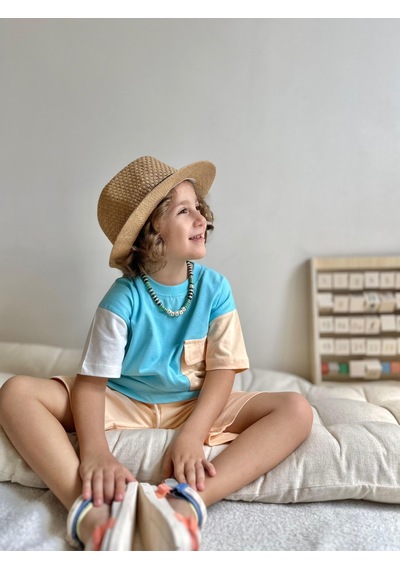 Jolly Kids Erkek Çocuk Blok Renkli Cepli Şortlu Takım Mint Yeşili